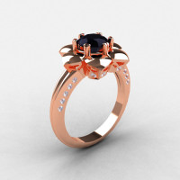 14K Rose Gold Black Diamond Wedding Ring Engagement Ring NN102-14KRGDBD-1