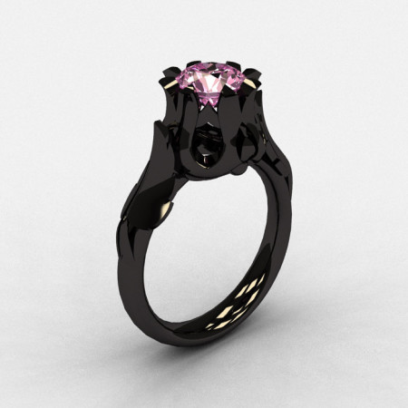 Natures Nouveau 14K Black Gold Light pink Topaz Wedding Ring Engagement Ring NN105-14KBGLPT-1