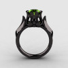 Natures Nouveau 14K Black Gold Peridot Wedding Ring Engagement Ring NN105-14KBGP-2