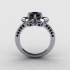 14K White Gold Black Diamond Wedding Ring Engagement Ring NN102-14KWGBD-2