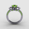 14K White Gold Peridot Wedding Ring Engagement Ring NN102-14KWGP-2
