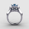Natures Nouveau 950 Platinum Aquamarine Wedding Ring Engagement Ring NN105-PLATAQ-2