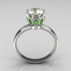 Modern French Antique 18K White Gold Marquise Peridot 1.0 CT Round Zirconia Solitaire Ring R90-18KWGCZP-2