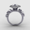 Natures Nouveau 14K White Gold CZ Diamond Leaf and Mushroom Wedding Ring Engagement Ring NN103SA-14KWGDCZ-2