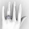 Natures Nouveau 14K White Gold CZ Diamond Leaf and Mushroom Wedding Ring Engagement Ring NN103A-14KWGDCZ-5