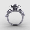 Natures Nouveau 950 Platinum Blue and White Sapphire Leaf and Mushroom Wedding Ring Engagement Ring NN103A-PLATBWS-2
