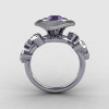Natures Nouveau 950 Platinum Alexandrite Diamond Leaf and Mushroom Wedding Ring Engagement Ring NN103SA-PLATDAL-2