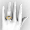 Natures Nouveau 18K Yellow Gold White Sapphire Diamond Leaf and Mushroom Wedding Ring Engagement Ring NN103A-18KYGDWS-5