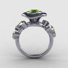14K White Gold Peridot Leaf and Mushroom Wedding Ring Engagement Ring NN103A-14KWGP-2