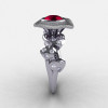 Natures Nouveau 14K White Gold Ruby Diamond Leaf and Mushroom Wedding Ring Engagement Ring NN103SA-14KWGDR-3