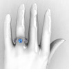 Natures Nouveau 14K White Gold Blue Topaz Diamond Leaf and Mushroom Wedding Ring Engagement Ring NN103SA-14KWGDBT-5