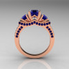 French 14K Rose Gold Three Stone Blue Sapphire Wedding Ring Engagement Ring R182-14KRGBSS-2