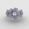 14K White Gold White Sapphire Diamond Flower Wedding Ring Engagement Ring NN107-14KWGDWS-4