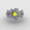 Natures Nouveau 14K White Gold Yellow Sapphire Flower Engagement Ring NN107S-14KWGYS-4