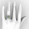 14K White Gold Peridot Diamond Flower Wedding Ring Engagement Ring NN107-14KWGDP-5