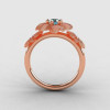 14K Rose Gold Aquamarine Diamond Flower Wedding Ring Engagement Ring NN107-14KRGDAQ-2