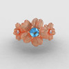 14K Rose Gold Aquamarine Diamond Flower Wedding Ring Engagement Ring NN107-14KRGDAQ-4