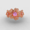 Natures Nouveau 14K Rose Gold Light Pink Sapphire Diamond Flower Engagement Ring NN107S-14KRGDLPS-4