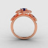 14K Rose Gold Blue Sapphire Flower Wedding Ring Engagement Ring NN107-14KRGBSS-2