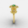 14K Yellow Gold Emerald Diamond Flower Wedding Ring Engagement Ring NN107-14KYGDEM-3