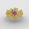 Natures Nouveau 14K Yellow Gold Lilac Amethyst Diamond Flower Engagement Ring NN107S-14KYGDLA-4