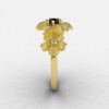 18K Yellow Gold Black Diamond Flower Wedding Ring Engagement Ring NN107-18KYGDBD-3