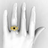 18K Yellow Gold Black Diamond Flower Wedding Ring Engagement Ring NN107-18KYGDBD-5