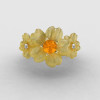 14K Yellow Gold Citrine Diamond Flower Wedding Ring Engagement Ring NN107-14KYGDCI-4