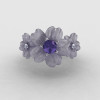 Natures Nouveau 950 Platinum Alexandrite Diamond Flower Engagement Ring NN107S-PLATDAL-4