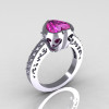 Classic Bridal 14K White Gold 2.10 Carat Heart Pink and White Sapphire Ring R314-14WGWPS-2