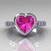 Classic Bridal 14K White Gold 2.10 Carat Heart Pink and White Sapphire Ring R314-14WGWPS-3