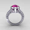 Classic Bridal 14K White Gold 2.10 Carat Heart Pink and White Sapphire Ring R314-14WGWPS-5