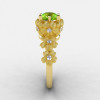14K Yellow Gold Peridot Diamond Flower Wedding Ring Engagement Ring NN109S-14KYGDP-3