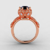 14K Rose Gold Black and White Diamond Flower Wedding Ring Engagement Ring NN109S-14KRGDBD-2
