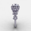 14K White Gold White Sapphire Diamond Flower Wedding Ring Engagement Ring NN109S-14KWGDWS-3
