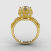 14K Yellow Gold White Sapphire Diamond Flower Wedding Ring Engagement Ring NN109S-14KYGDWS-2