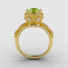 14K Yellow Gold Peridot Diamond Flower Wedding Ring Engagement Ring NN109S-14KYGDP-2