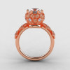 14K Rose Gold Cubic Zirconia Diamond Flower Wedding Ring Engagement Ring NN109S-14KRGDCZ-2