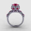 14K White Gold Ruby Flower Wedding Ring Engagement Ring NN109S-14KWGRR-2