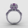 14K White Gold Lilac Amethyst Flower Wedding Ring Engagement Ring NN109S-14KWGLA-2