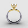 Modern 10K Two Tone Gold 1.0 CT White Sapphire Solitaire Engagement Ring Wedding Band Bridal Set R186S-10KTT3WYGWS-2