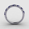 French Bridal 14K White Gold Blue Sapphire Wedding Band R185B-14KWGBS-2