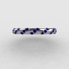 French Bridal 14K White Gold Blue Sapphire Wedding Band R185B-14KWGBS-4
