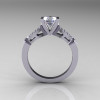 Classic 14K White Gold White Sapphire Diamond Solitaire Ring R188-14KWGDWS-2