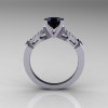 Classic 14K White Gold Black and White Diamond Solitaire Ring R188-14KWGDBD-2