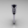 Classic 14K White Gold Black and White Diamond Solitaire Ring R188-14KWGDBD-3