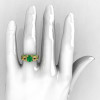 Classic 14K Yellow Gold Emerald Diamond Solitaire Ring Single Flush Band Bridal Set R188S-14KYGDEM-5