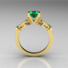 Classic 14K Yellow Gold Emerald Diamond Solitaire Ring R188-14KYGDEM-2