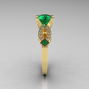 Classic 14K Yellow Gold Emerald Diamond Solitaire Ring R188-14KYGDEM-3