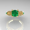 Classic 14K Yellow Gold Emerald Diamond Solitaire Ring R188-14KYGDEM-4